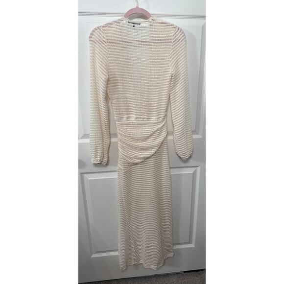Fore Fly Me Out Cream Plunging Neckline Crochet Maxi Dress, S - Picture 9 of 10